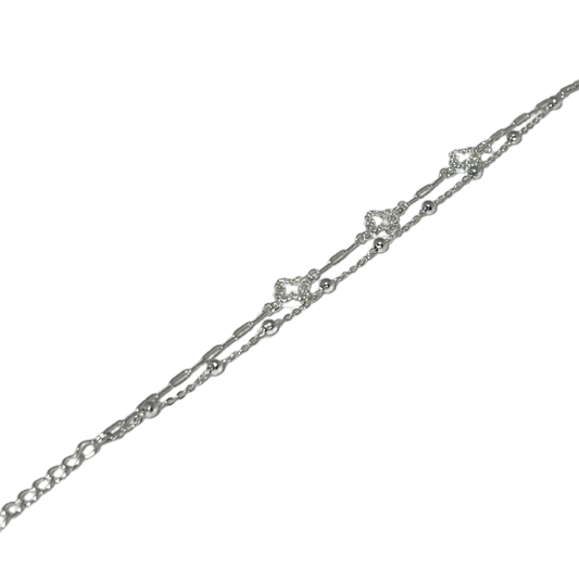 PULSERA DOBLE CADENA VAN CLEEF PLATA